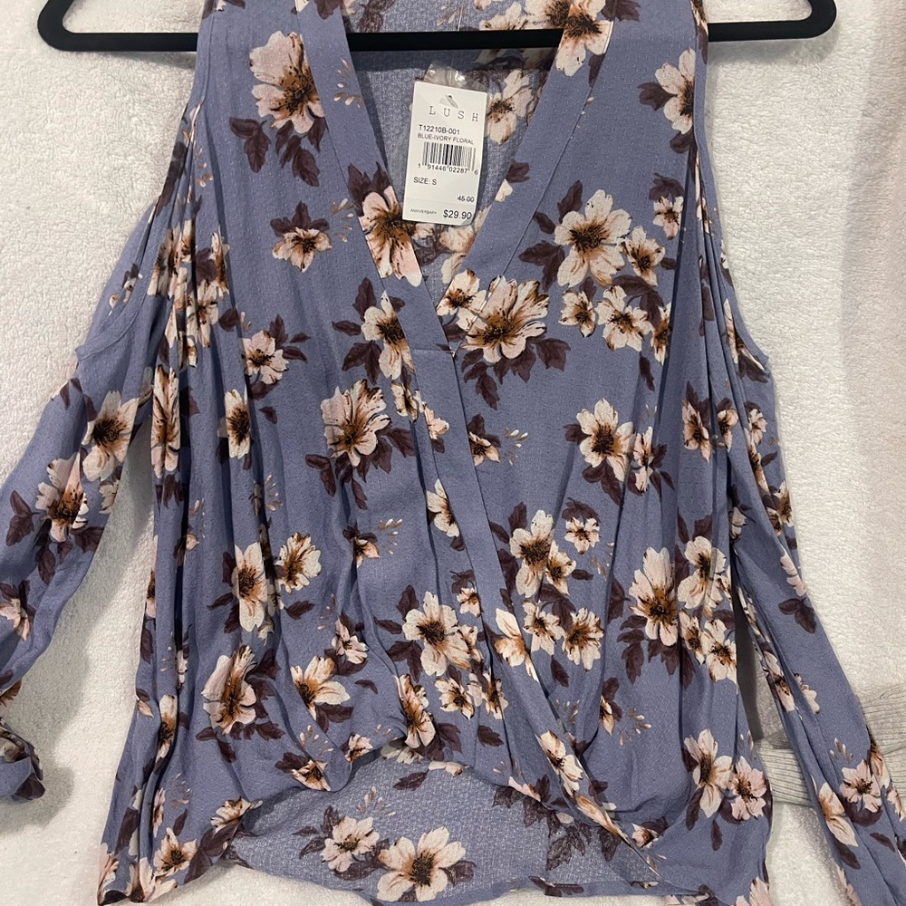 Lush Cut Out Shoulder Blouse